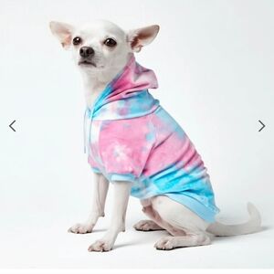 NWT Spark Paws Velvet 90's Retro Colorful Tie-Dye Dog Hoodie In Size Med